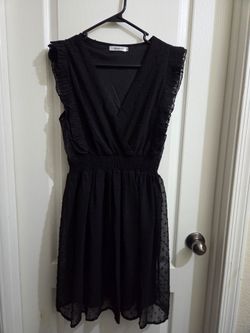 Black Ruffle Sleeve Short Dress Women's