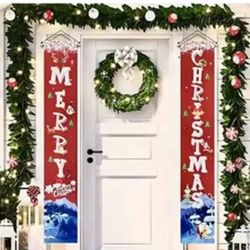 New Merry Christmas Porch Sign Decorations Front Door Decorations, Merry Christmas Door Banner