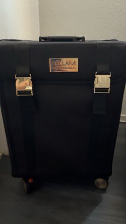 BELLAMI Black Rolling Travel Case with Gold Accents