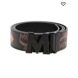 Mcm Belt Black And Orange 