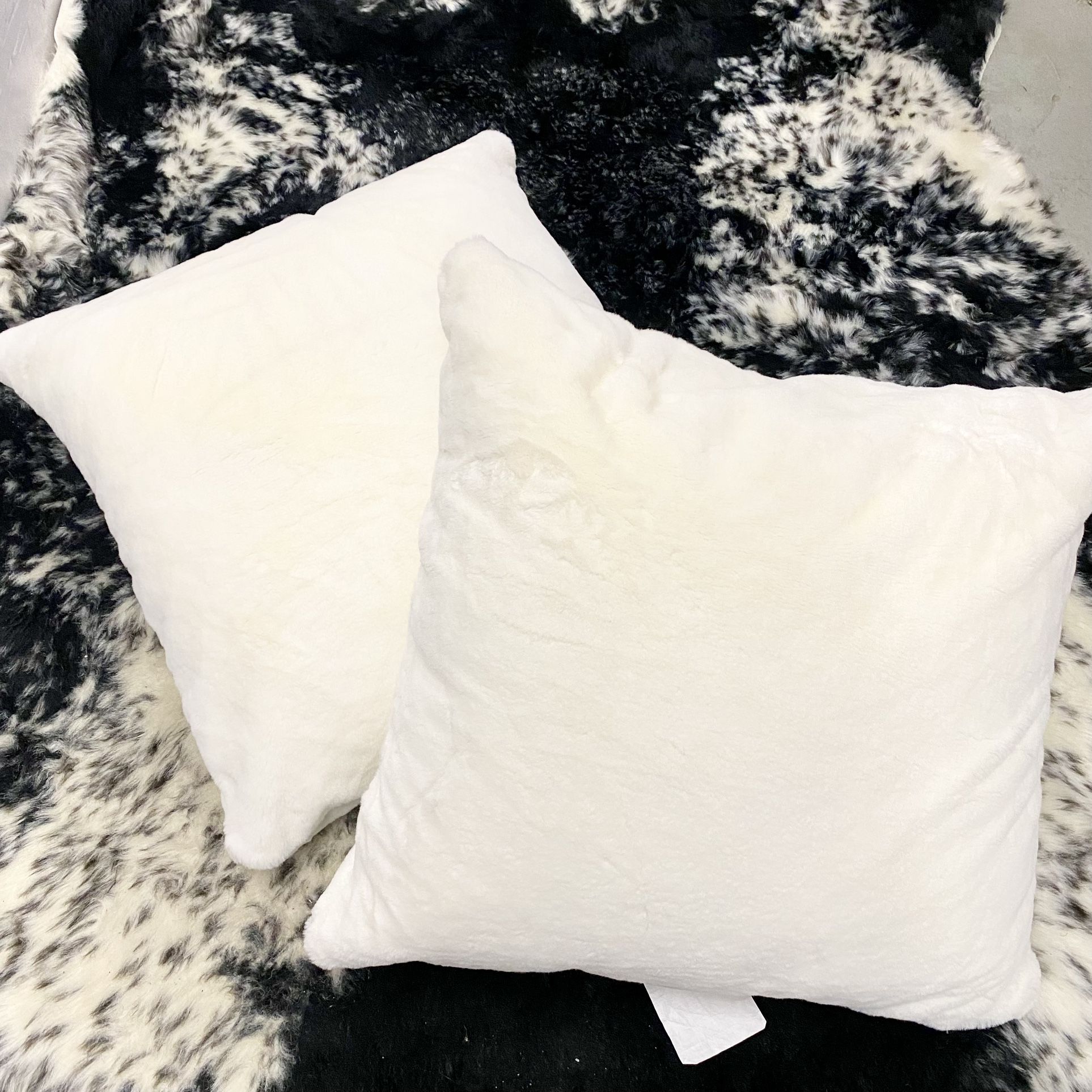 Ultra Soft Faux Fur Throw Pillows - Set of 2
