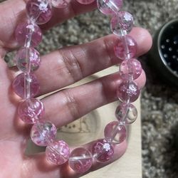 Clear quartz with cherry blossoms 