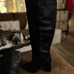 NEW with Box, Faux Suede On The Front And Dark Purple Leather On The Back . 