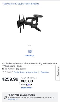 Apollo Enclosures Dual Arm Articulating Wall Mount With Tilt