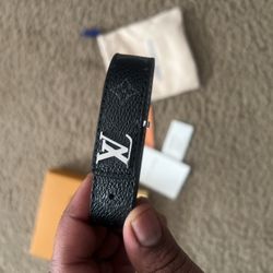 Black Leather Monogram Bracelet 