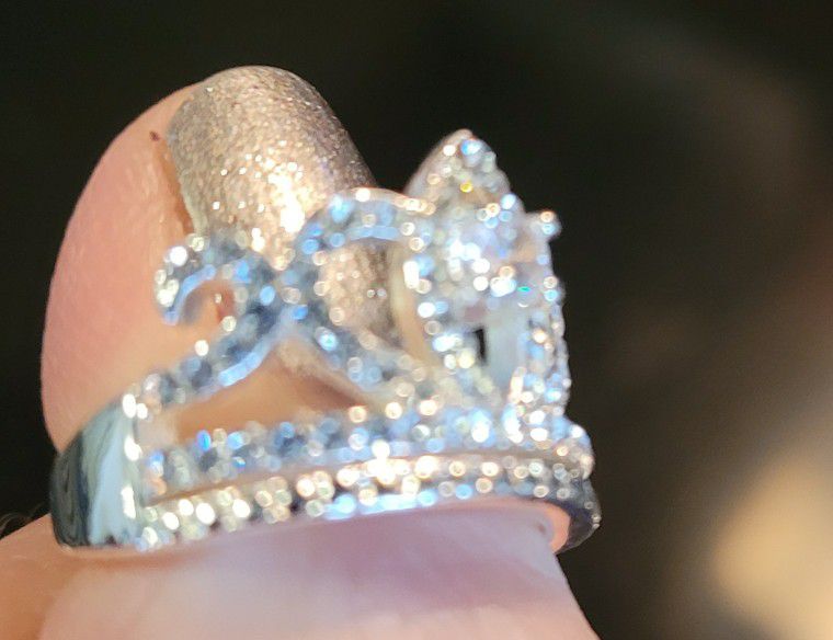 Crystal Tiara Ring New, Size 5