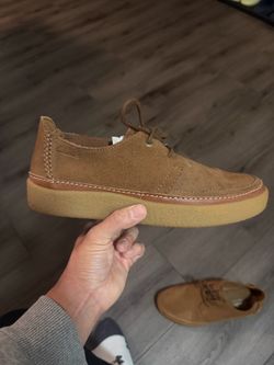 Clarks Collection Men's Brown Suede Moccasin Crepe-Sole Lace-Up Size 10