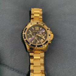 Michael Kors Women's Everest MK5754 Goldtone Stainless Steel Quartz Watch with Blue Dial