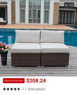 COSIEST 2 - Piece Sectional Add-on Armless Cushioned Patio Chairs
