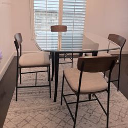 Modern Glass Dining Table Set – 4 Chairs