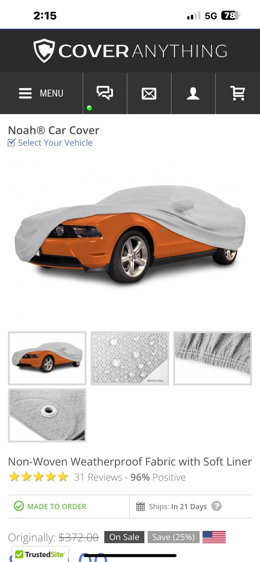 COVERCRAFT ALL WEATHER CAR COVER