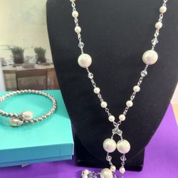 14K  WHITE GP, VINTAGE CULTURED PEARLS SET
