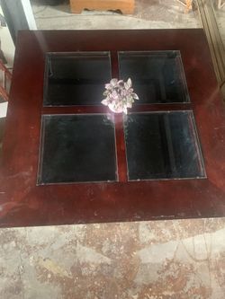 Cherry Wood Glass  Top Display Coffee Table Curio Table