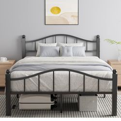 Blbeed Full Size Bed Frames with Headboard, Noise-Free Design & Underbed Storage Heavy Duty Metal Bed Frames No Box Spring Needed/Tool-Free Assembly