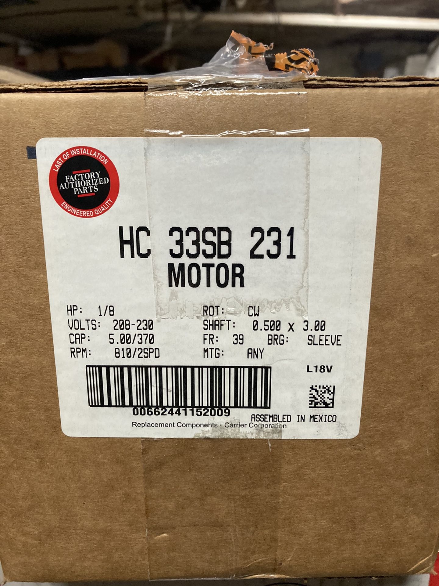 HC33SB231 Carrier Air Handler Motor