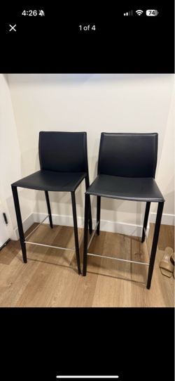 Black leather counter stools