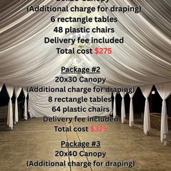Package Canopy’s , Tables , Chairs &’ ETC..