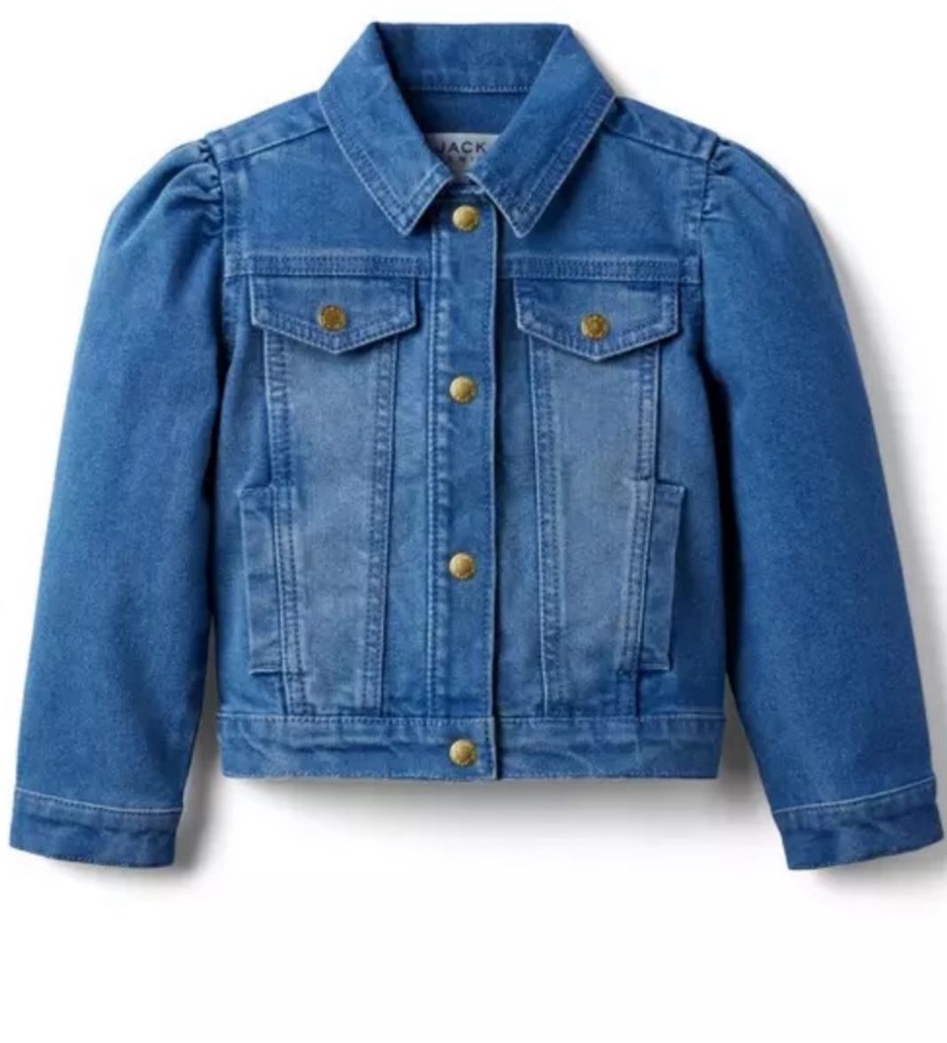Girls Janie & Jack Blue Puff Sleeve Denim Jean Jacket size 7/8 - like new
