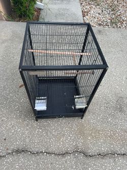 Black metal bird cage