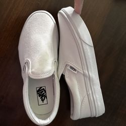 Vans White Canvas Slip On Size 3 Kids