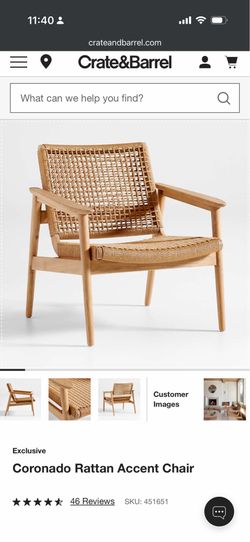 Crate & Barrel Coronado Rattan Accent Chair