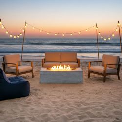 U_STYLE Outdoor Rectangular Propane Fire Pit 40000 BTU,41.9''MGO Patio Heater with Stainless Steel Burner and Free Lava Rocks,Waterproof Cover,Suitabl