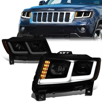 LA Zona Auto Parts Headlights Luces Micas calaveras Faros for 2011 2012 and 2013 Jeep Grand Cherokee DRL LED