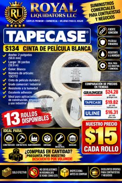 Tapecase S134 White Film Tape 2in x 36yd