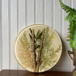 Vintage Lucite Pressed Bamboo Fern Plant Trivet, Wall Decor Art