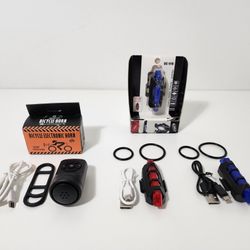 USB Bicycle Electric Horn Bell & USB Lights Front Rear Tail Lights 
