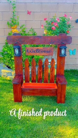 Custom, Wooden planter bench