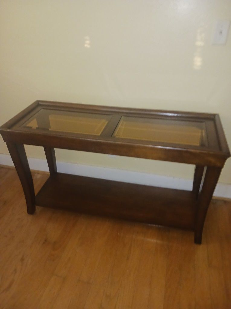 Glass Top Mahogany Sofa Tables