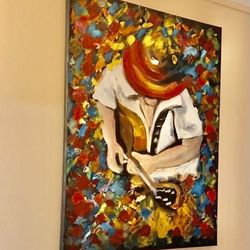 💥💥 “The guitar player “oil painting on canvas handmade 💥💥