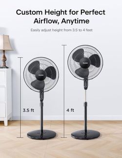 🥨PELONIS 16'' Pedestal Fan for Bedoom ， Upgraded, Standing Fan with 7-Hour Timer, 90° Oscillation, 3-Speeds, Adjustable Height, Electric Cooling Fans
