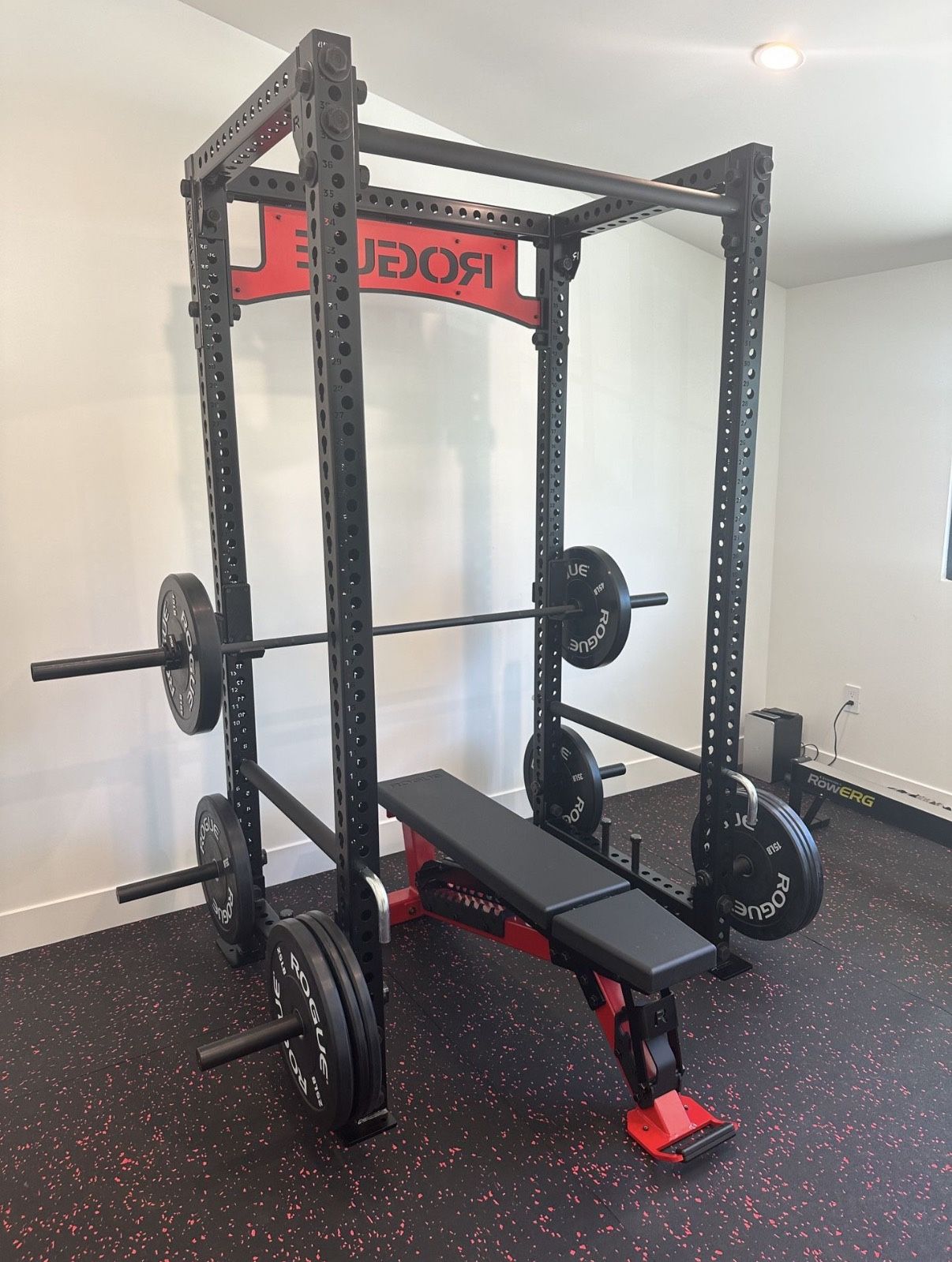 Used Rogue Rower Rogue Rack, , Bar, Weights, Rower - Full Gym Setup for Sale in Redondo ...