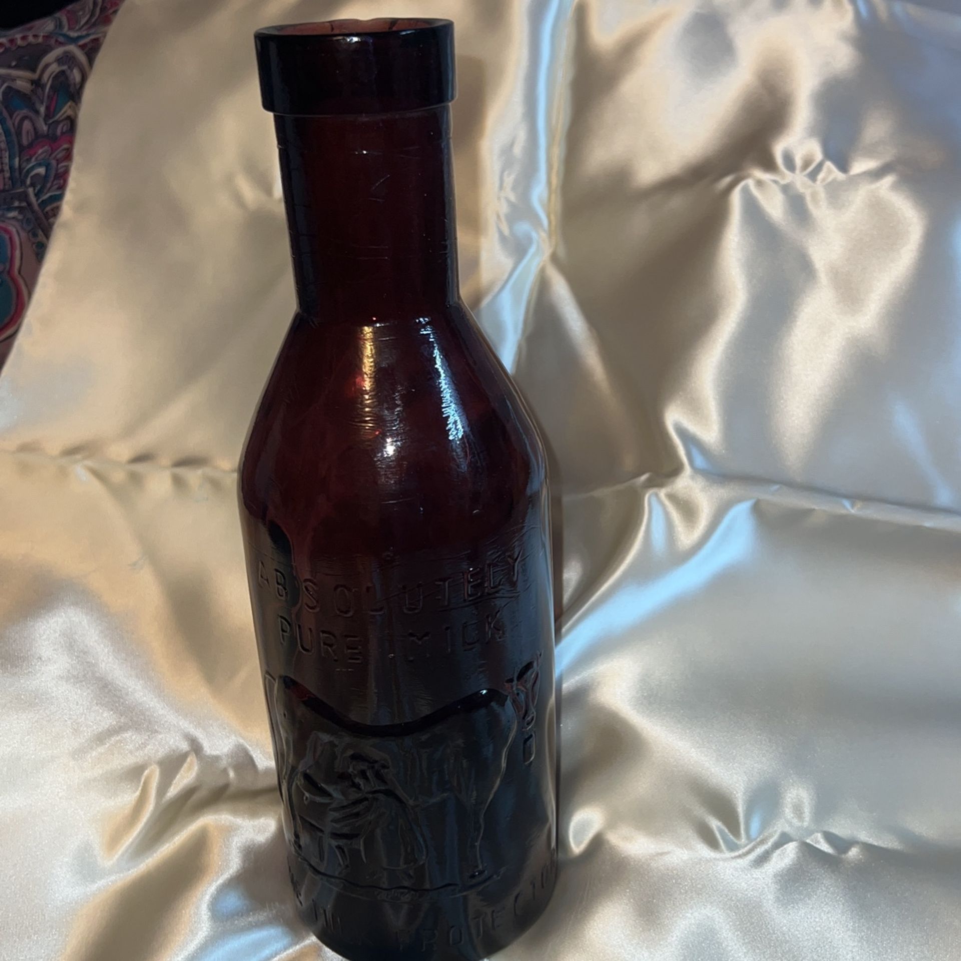 Purple VTG Glass Milk Bottle "Absolutely Pure Milk The Milk Protector" Embossed