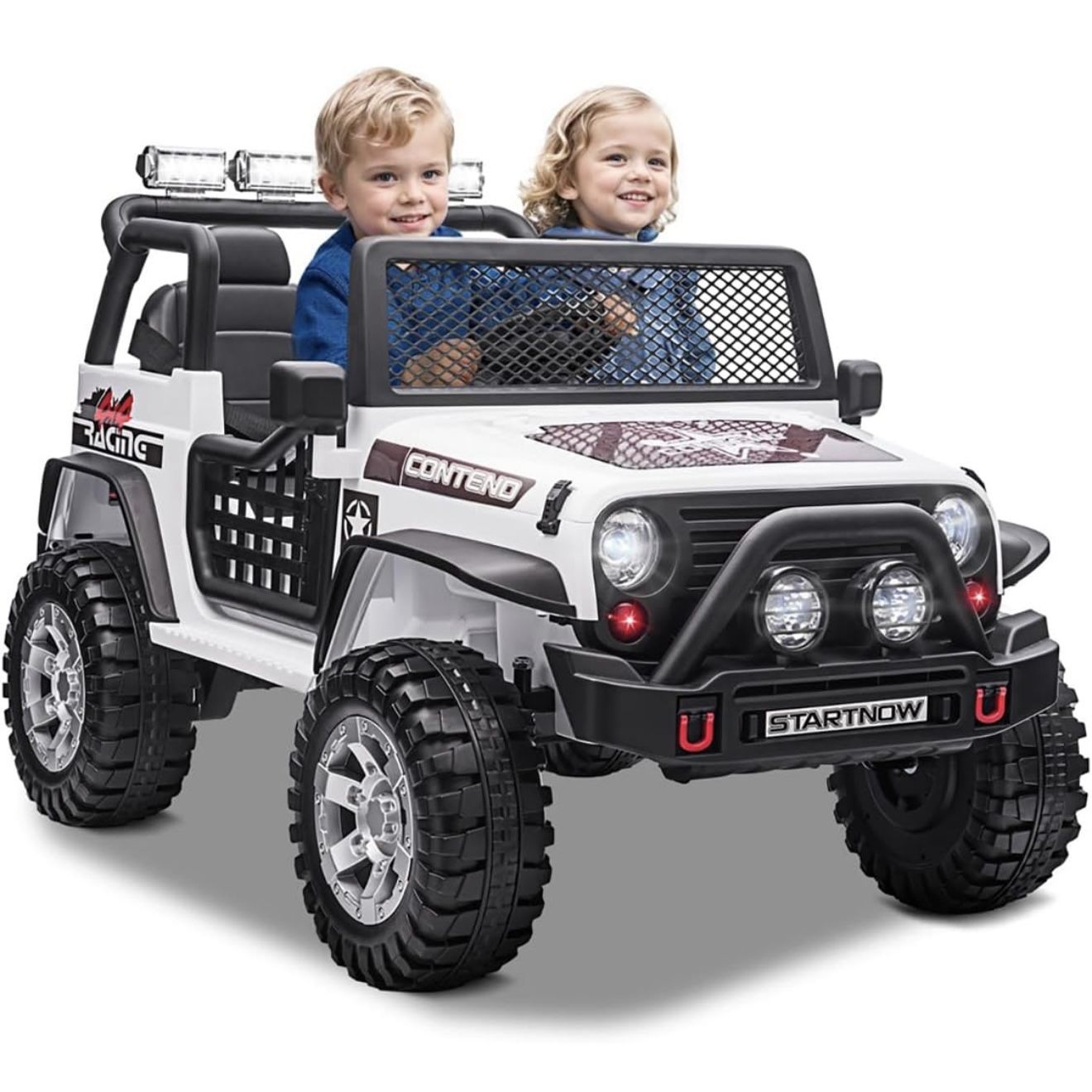 2 Seater Ride on car for Kids, 12V Electric Car Truck Boys 3-8 with Remote, Spring Suspension, Music/USB, Horn, 4 Wheels Battery Powered