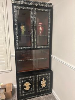 Oriental Asian vintage korean curio cabinet