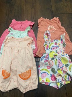 Lot of 5 girls rompers dress size 0/3 months by carters #13