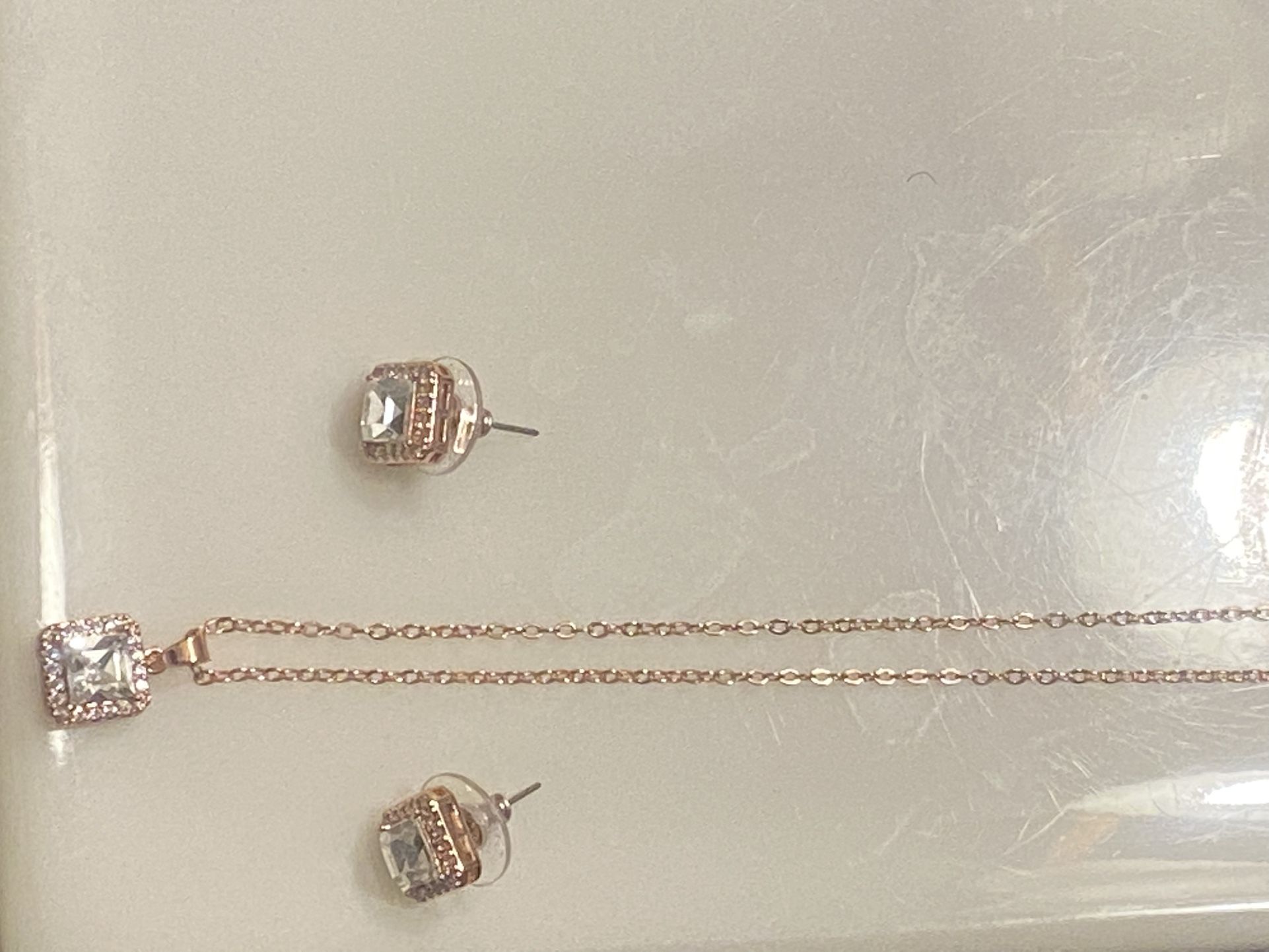 Faux diamond necklace and earring set