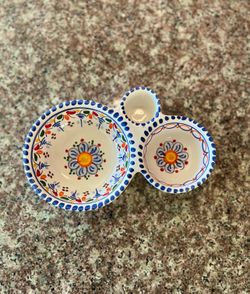 Vintage Triple Colorful Salsa Bowl