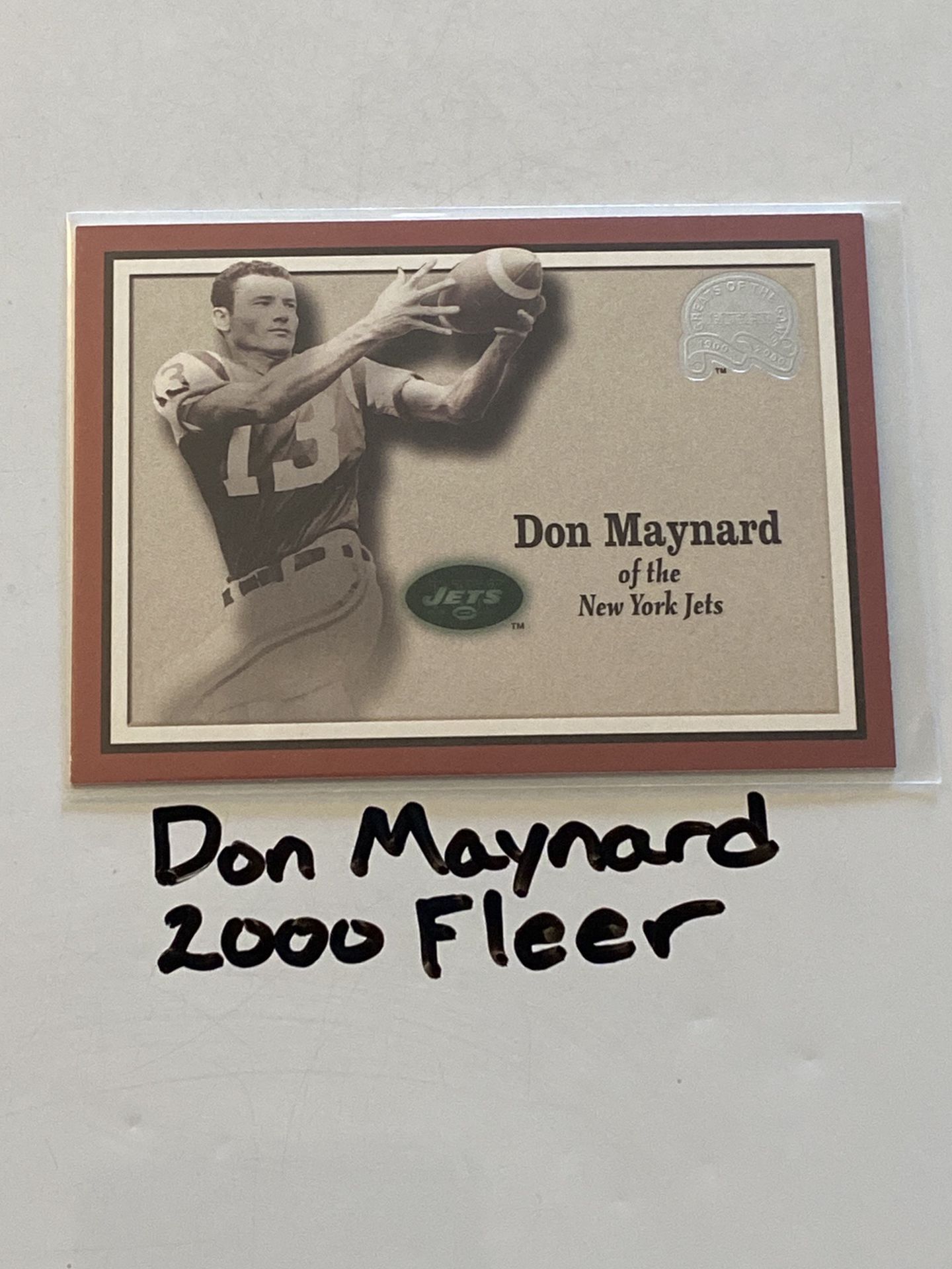 Don Maynard New York Jets Hall of Fame WR 2000 Fleer Base Card.