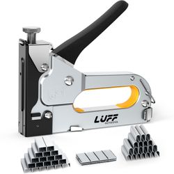 Staple - LuFF 3 in 1 Heavy Duty Stapler Gun with 3000 Staples for Upholstery, Manual Brad Nailer Power Adjustment Stapler Gun for Wood, Decoration, Cr