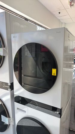 New scratch and dent LG thinQ 24” washer tower. Washer and dryer. 1 year manufacturing warranty