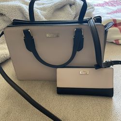 Tan And Black Kate Spade Purse And Matching Wallet Used Once 