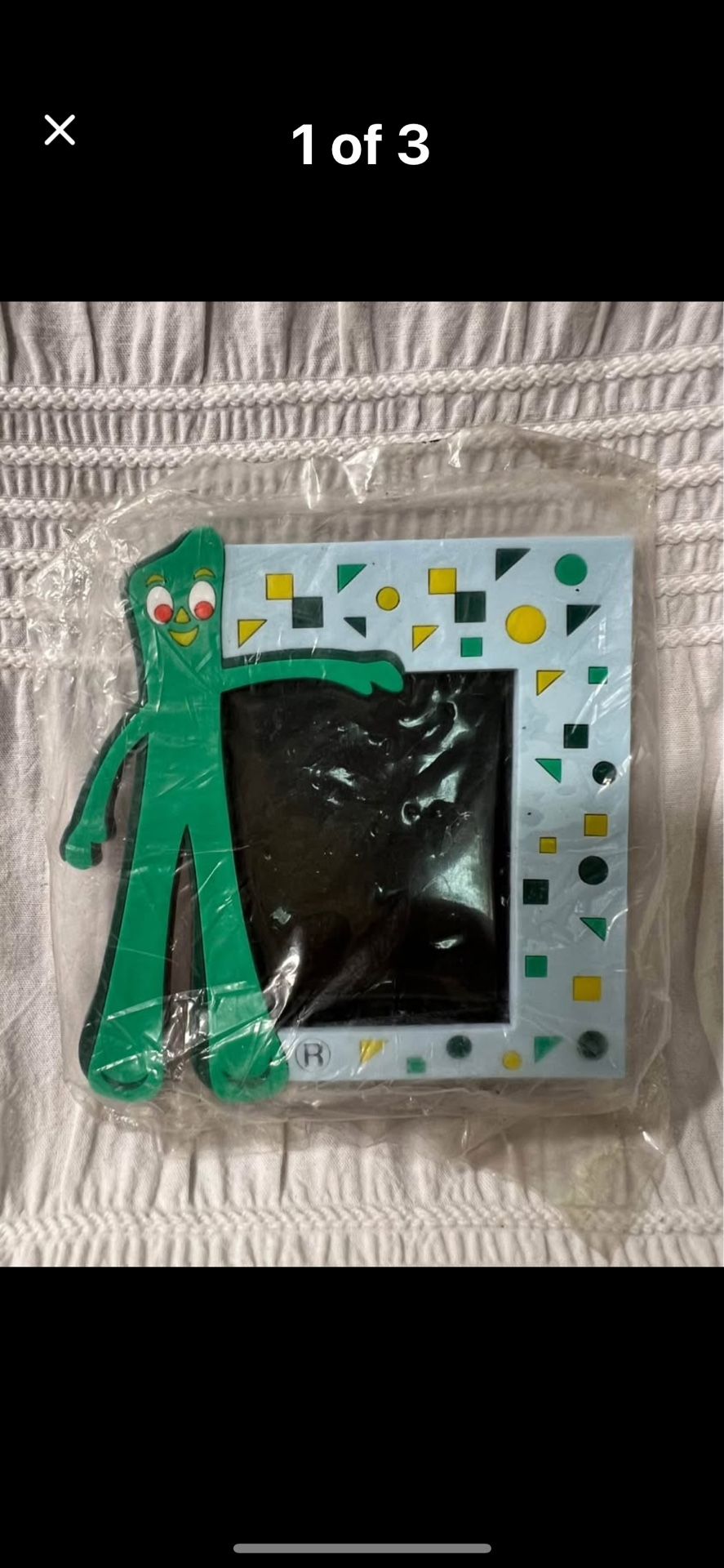 Gumby Collectors!! VTG 1996 Prema Toy co Gumby photo frame Approx 3 1/2” x 3 1/2”