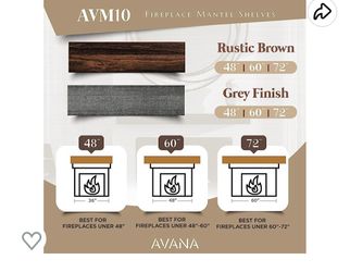 Avana Fireplace Mantel - Wall-Mounted Mantles for Over Fireplace -  Farmhouse Fireplace Mantle Shelves - Handcrafted Wood Fireplace Mantels -  Floating