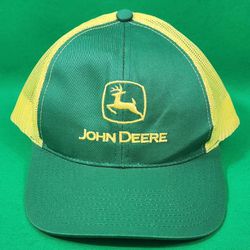 John Deere Snapback Green/Yellow Mesh Trucker Hat Snapback Cap Embroidered Logo
