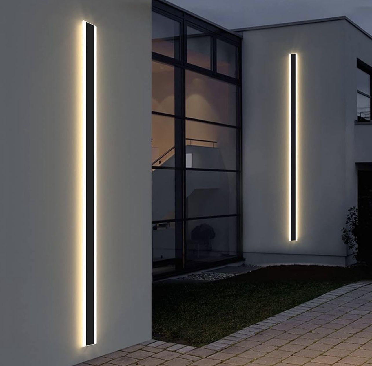 2 Pack, 70.8inch Outdoor Wall Light, 3000k/ 4500k/6000k 3 Color Change Black Exterior Light Fixtures Wall Mount, Ip65