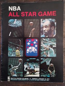 Vintage 1974 NBA All Star Game program/brochure, Seattle Center Coliseum, Sonics